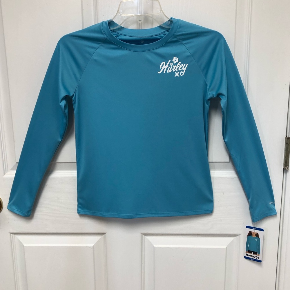 Hurley Long Sleeves Turquoise Waves UPF Swim Shirt